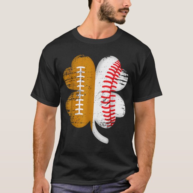 Camiseta Football Baseball Lover Shamrock St Patricks Day (Anverso)