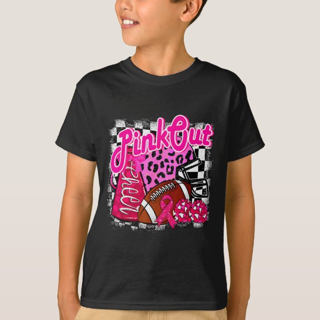 Camiseta Football Checkered Nk Out Breast Cancer Cheer Mom  (Anverso)