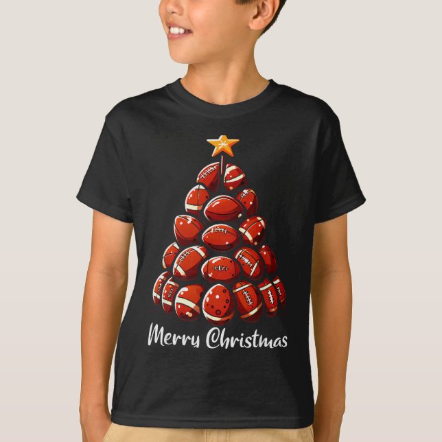 Camiseta Football Christmas Tree Lights Funny Football Play (Anverso)