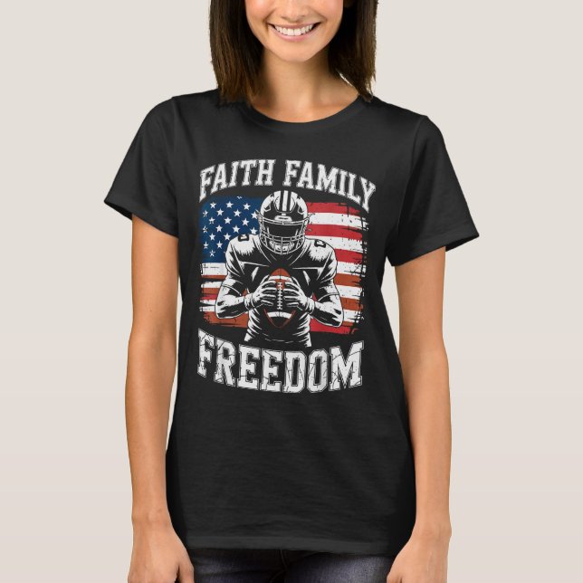 Camiseta Football Faith Family Dom Patriotic Christian Foot (Anverso)
