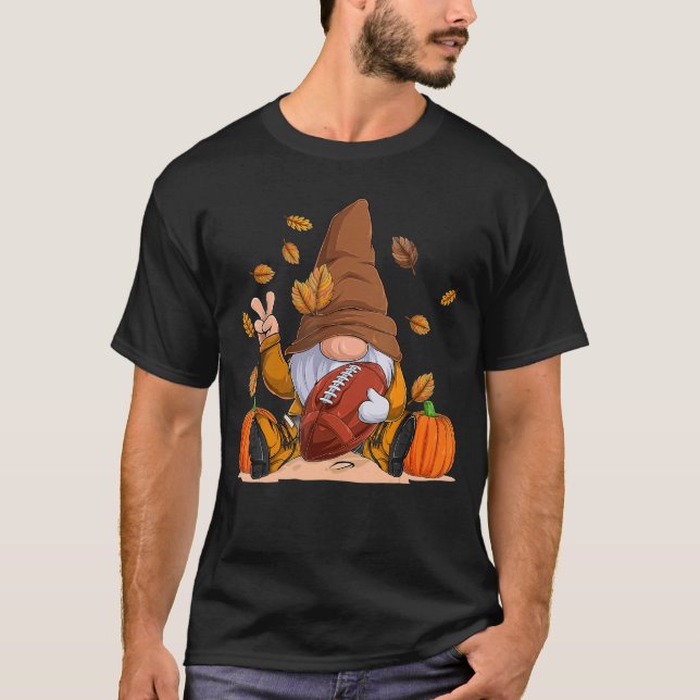 Camiseta Football Gnome Thanksgiving Autumn Fall Season Boy (Anverso)
