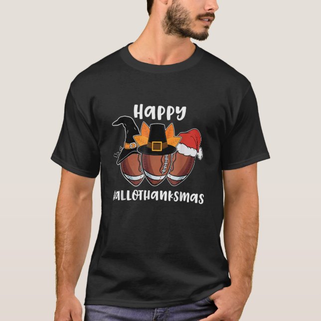 Camiseta Football Hallothanksmas Halloween Thanksgiving Chr (Anverso)