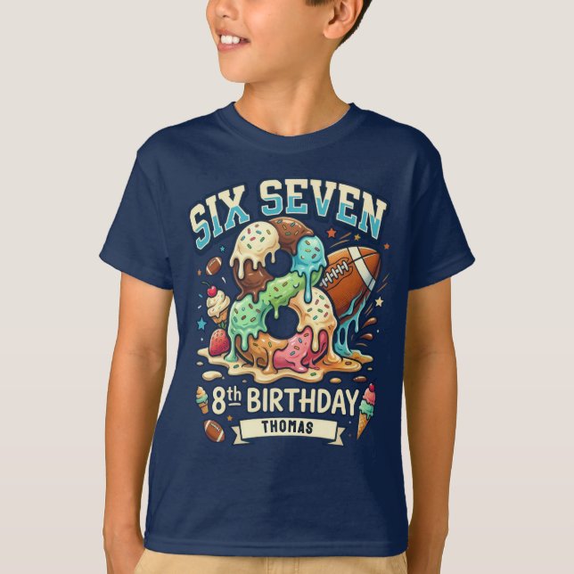 Camiseta Football Ice Cream Drip Six Seven boy 8th Birthday (Anverso)
