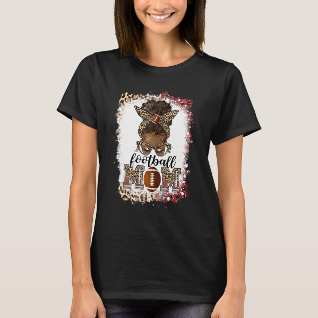 Camiseta Football mom black mom messy bun football game day (Anverso)