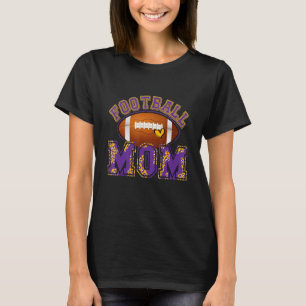 Camiseta Football Mom Football Leopard Purple Gold Para Mot