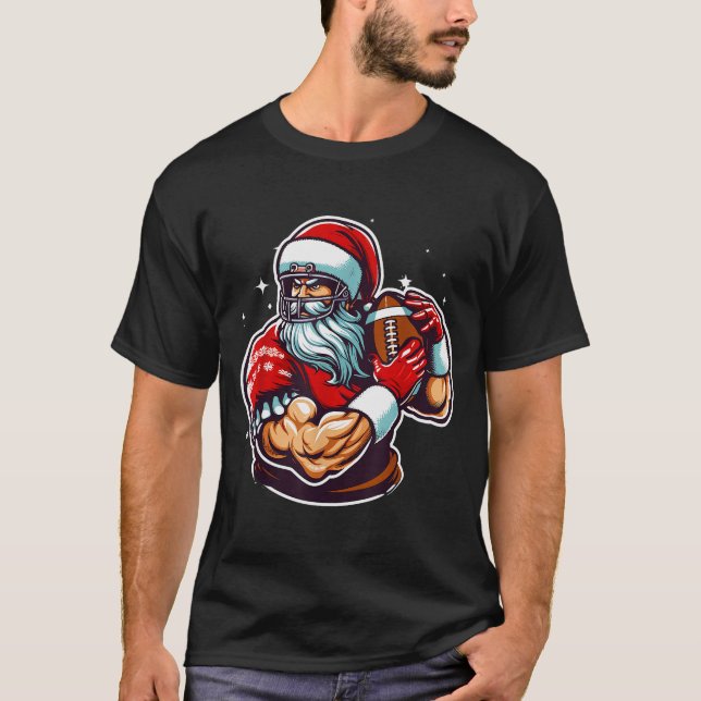 Camiseta Football Player Santa Christmas Pajama Funny X-mas (Anverso)