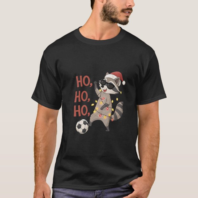 Camiseta Football Raccoon with Christmas Lights (Anverso)