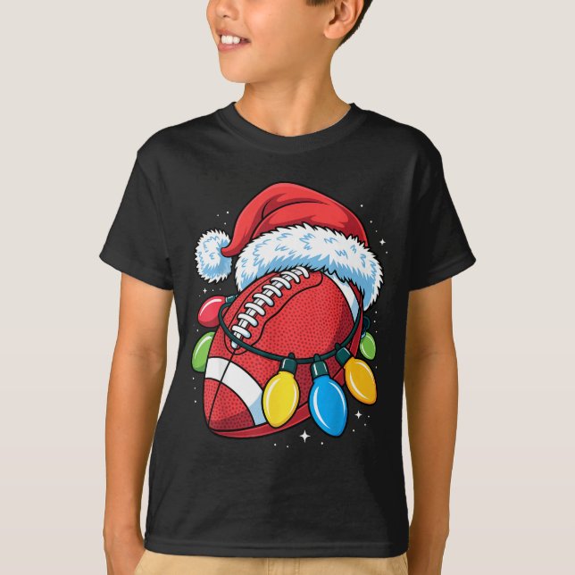 Camiseta Football Santa Hat Christmas Lights Festive Touchd (Anverso)