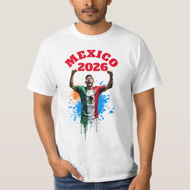 Camiseta Football Soccer Goal Celebration Mexico Flag 2026 (Anverso)
