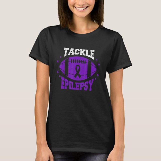 Camiseta Football Tackle Epilepsy Retro Awareness Purple Ri (Anverso)