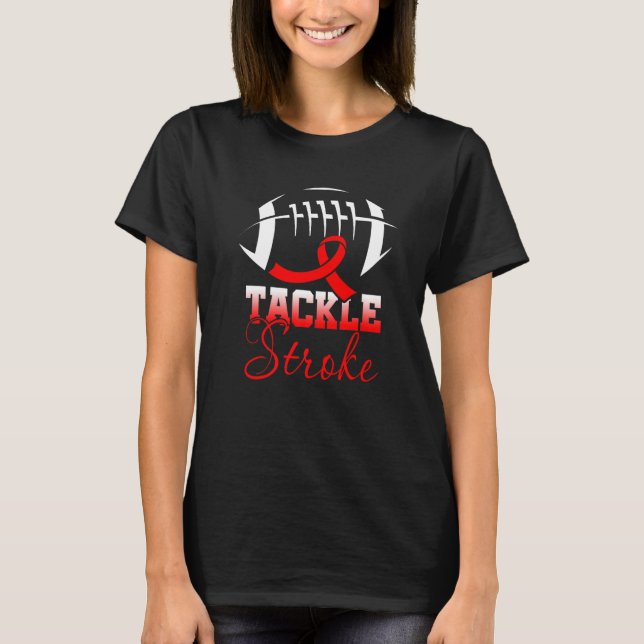 Camiseta Football Tackle Stroke Retro Awareness Red Ribbon  (Anverso)