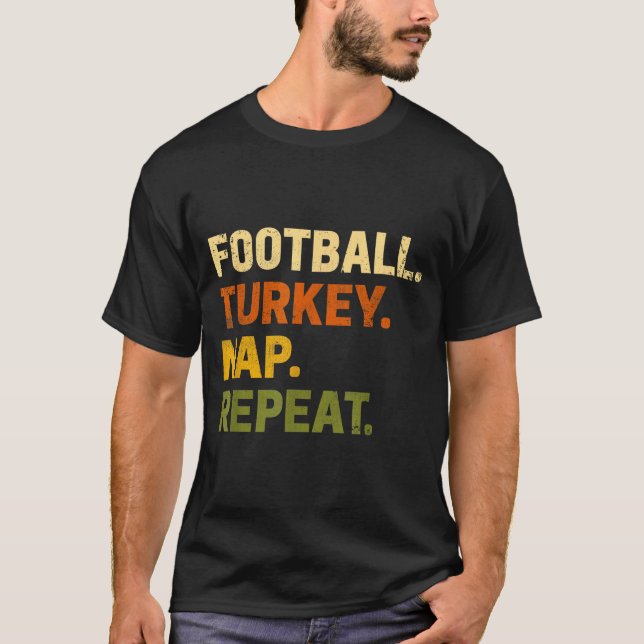 Camiseta Football Turkey Nap Repeat Thanksgiving Costume Le (Anverso)