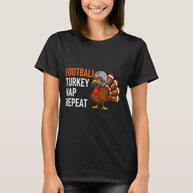 Camiseta Football Turkey Nap Repeat - Thanksgiving Dad &amp (Anverso)