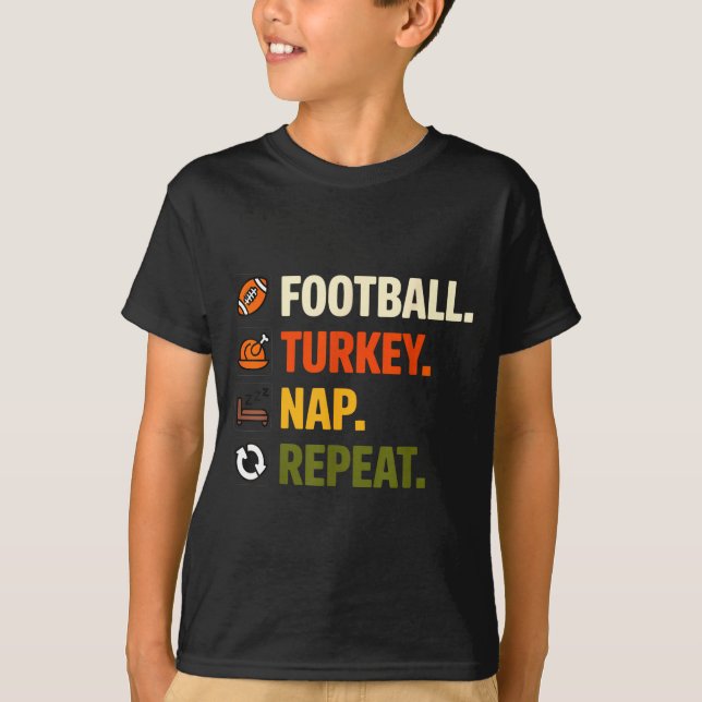 Camiseta Football Turkey Thanksgiving For Kids Boys Men  (Anverso)