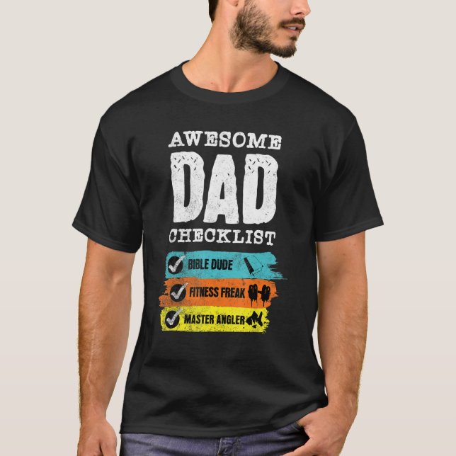 Camiseta for dad awesome dad checklist for Christian dad (Anverso)