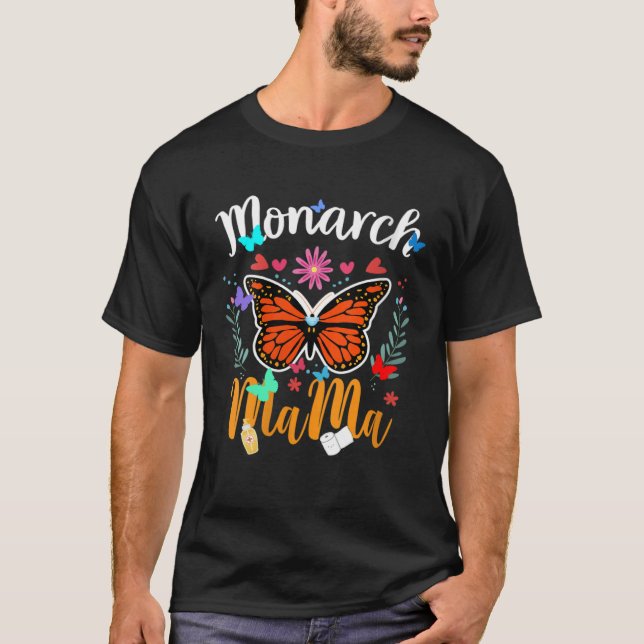 Camiseta for Mom from Daughter Monarch Mama Floral Graphic (Anverso)