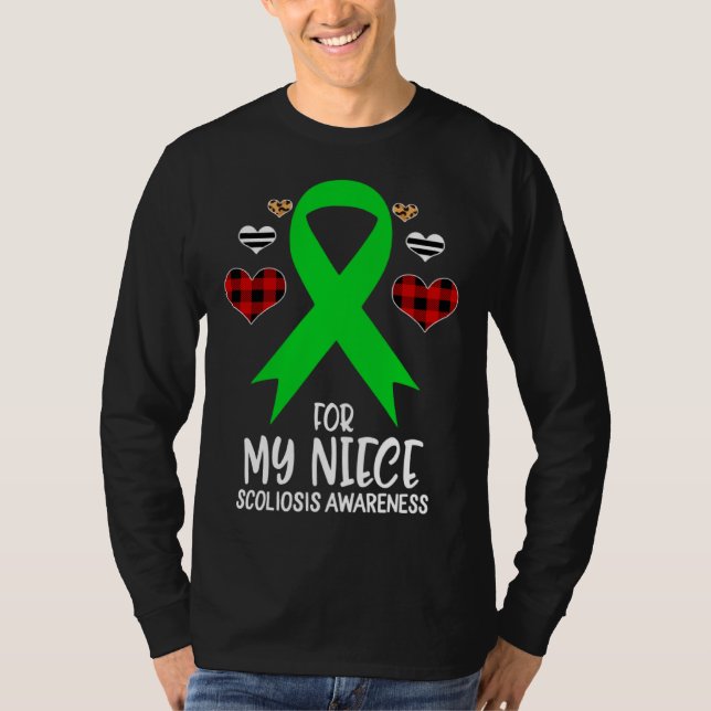 Camiseta For My Niece Scoliosis Awareness Ribbon Leopard Bu (Anverso)
