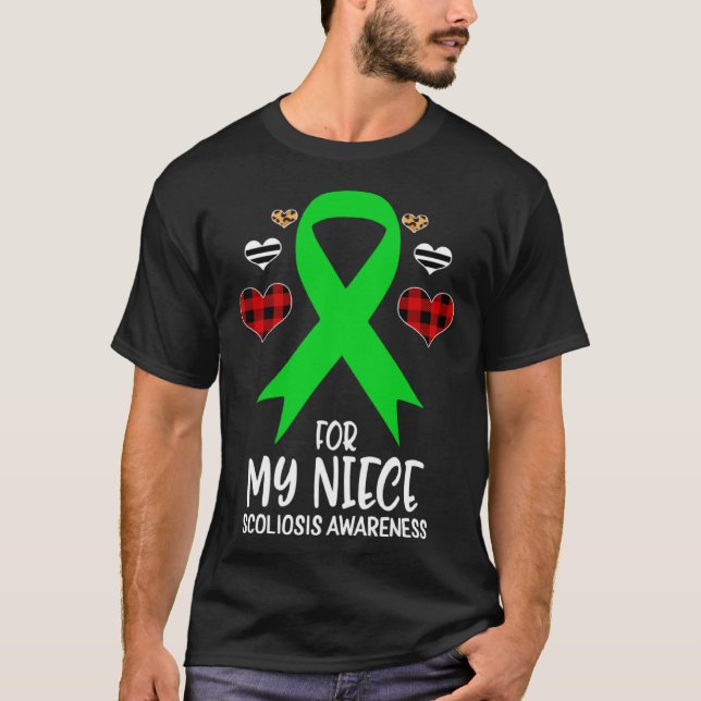 Camiseta For My Niece Scoliosis Awareness Ribbon Leopard Bu (Anverso)