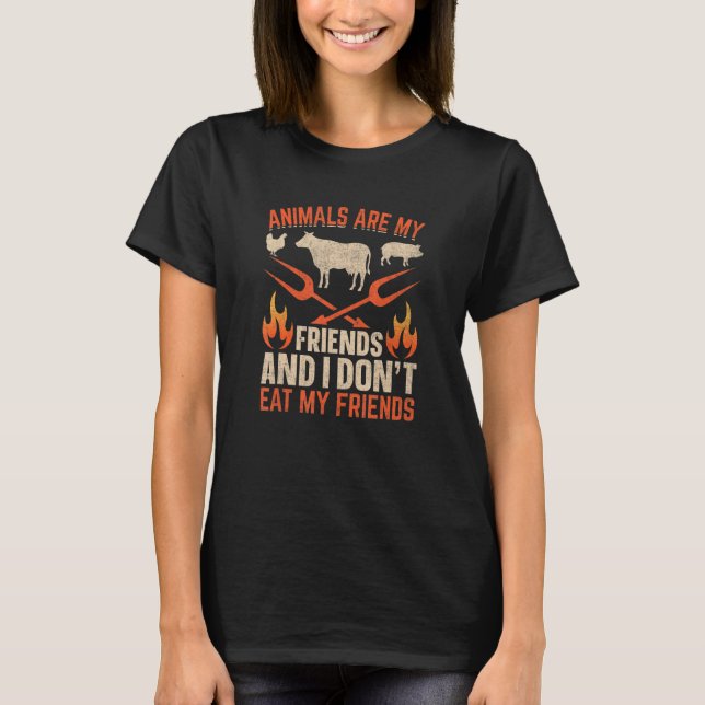Camiseta For Plant Powered vegan people animals are my frie (Anverso)