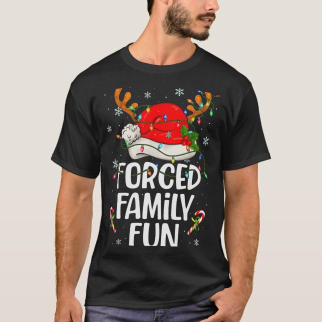 Camiseta Forced Family Fun Sarcastic Christmas Funny Men Wo (Anverso)