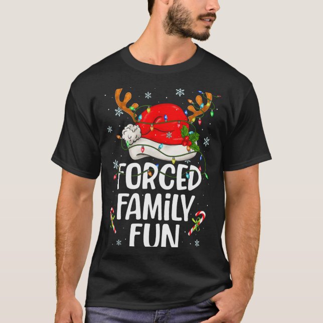 Camiseta Forced Family Fun Sarcastic Christmas Funny Men Wo (Anverso)