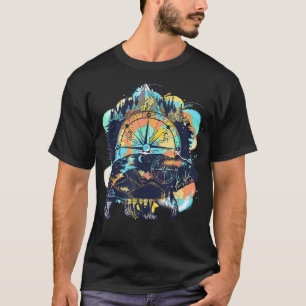 Camiseta Forest Bear Retro Black mountains watercolor Mothe