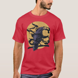 Camiseta Forest Bird Creepy Night Raven Gothic Animal Moon