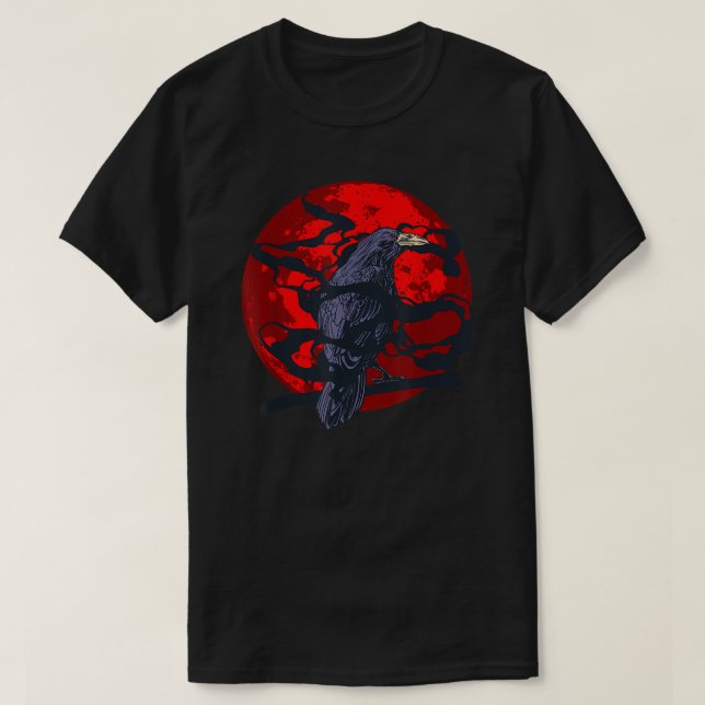 Camiseta Forest Bird Creepy Night Raven Gothic Animal Red M (Diseño del anverso)