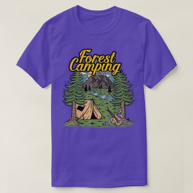 Camiseta Forest Camping Mountain Adventure Singing Skeleton (Diseño del anverso)