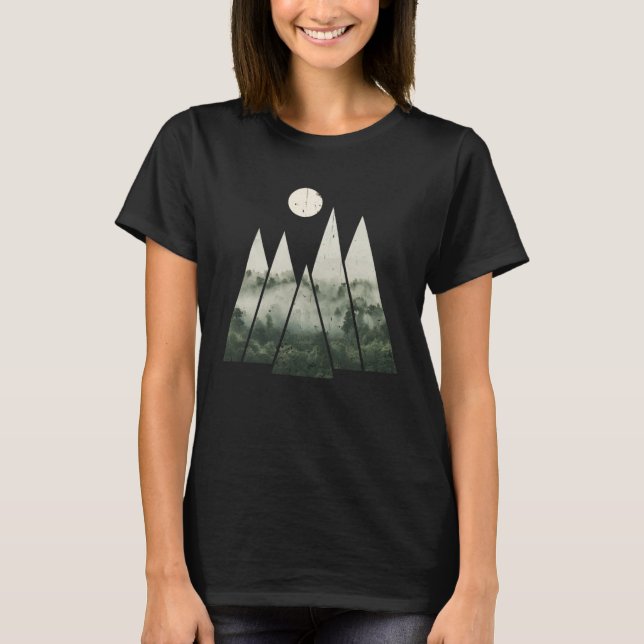 Camiseta FOREST Foggy Woods Nature Minimalism Geometric  1 (Anverso)