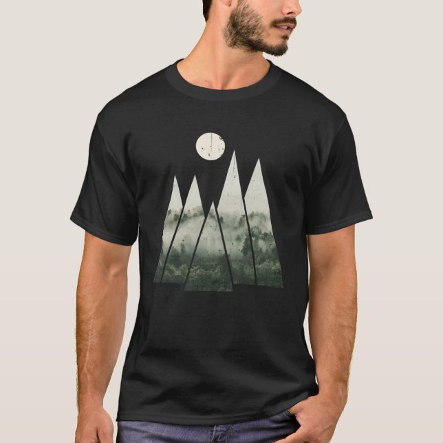 Camiseta FOREST Foggy Woods Nature Minimalism Geometric  1 (Anverso)