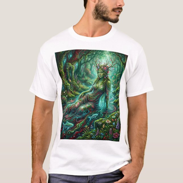 Camiseta Forest Stream Goddess – Spirit of Moss and Light (Anverso)