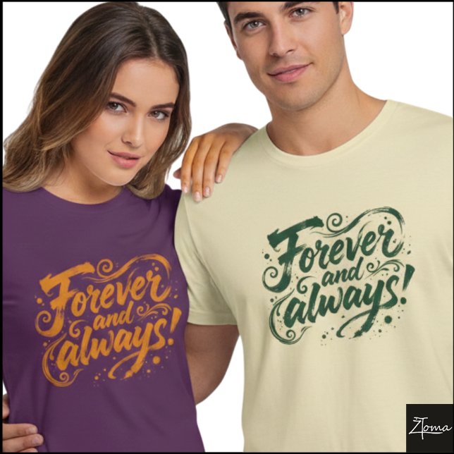 Camiseta Forever Always Brush Script Quote Grunge (Sample design. Several style are available to choose from, with the option to add a name & color.
)