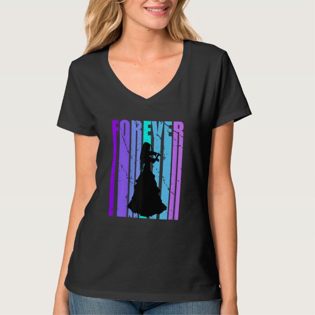 Camiseta Forever Girls Violin Silhouette Orchestra Orchestr (Anverso)