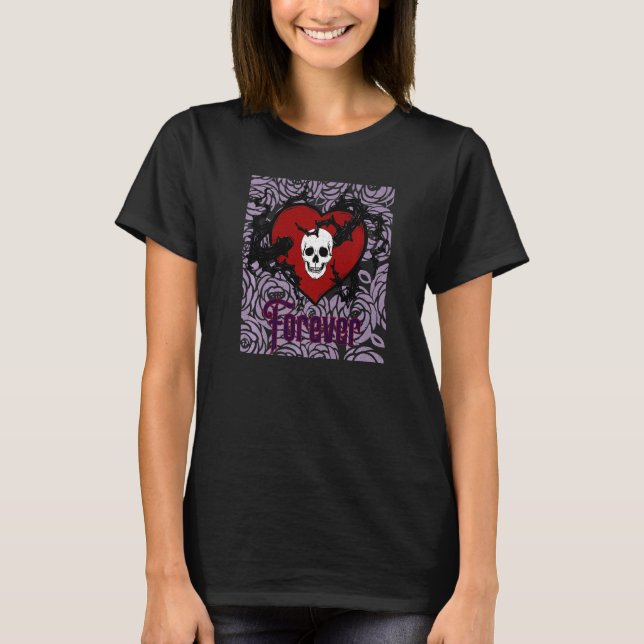Camiseta Forever Gothic Heart With Roses For Goths (Anverso)