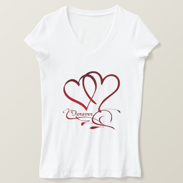 Camiseta Forever Hearts Red on White (Anverso del diseño)