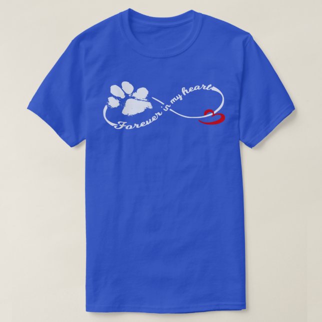 Camiseta Forever in My Heart Dog Pawprint Infinity  (Diseño del anverso)