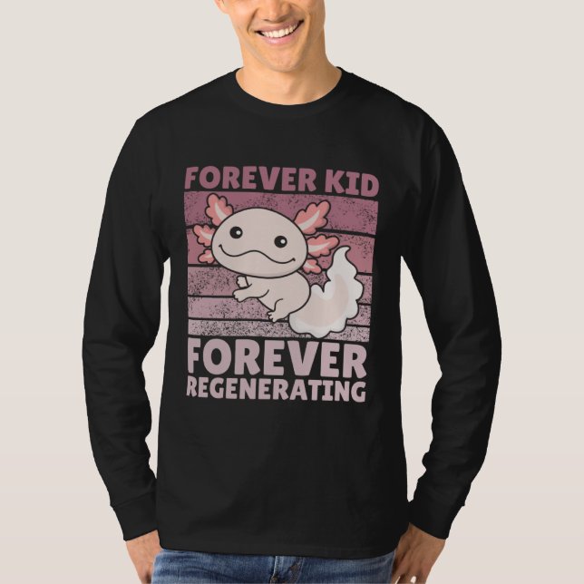Camiseta Forever kid forever regenerating Cute Axolotl (Anverso)
