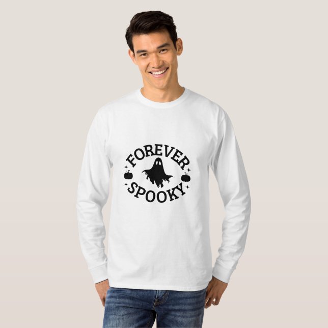 Camiseta Forever Spooky Halloween Ghost and Pumpkins (Anverso completo)