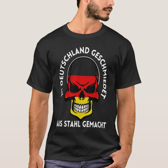 Camiseta Forged Made Germany German Flag Skull Steelworker (Anverso)