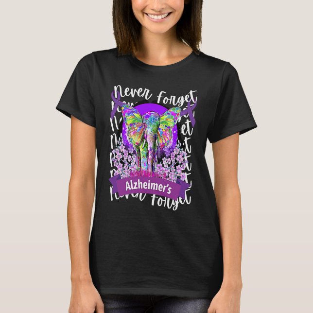 Camiseta Forget me not Alzheimer's Awareness Elephant Purpl (Anverso)