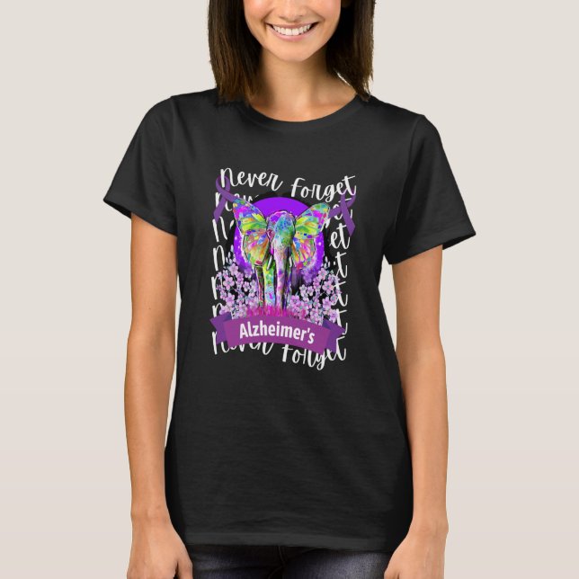 Camiseta Forget me not Alzheimer's Awareness Elephant Purpl (Anverso)