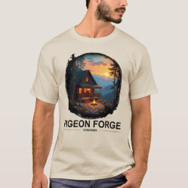 Camiseta Forja de pichón, cabaña de Tennessee en las montañ