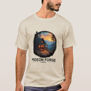 Camiseta Forja de pichón, cabaña de Tennessee en las montañ
