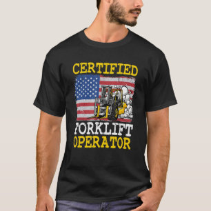 Camiseta Forklif certificado de alambre de bandera estadoun