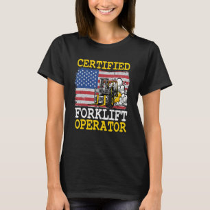 Camiseta Forklif certificado de alambre de bandera estadoun