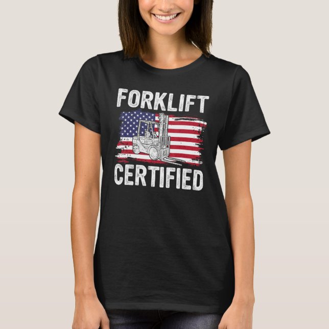 Camiseta Forklift Certified USA Flag  Forklift Operator Men (Anverso)