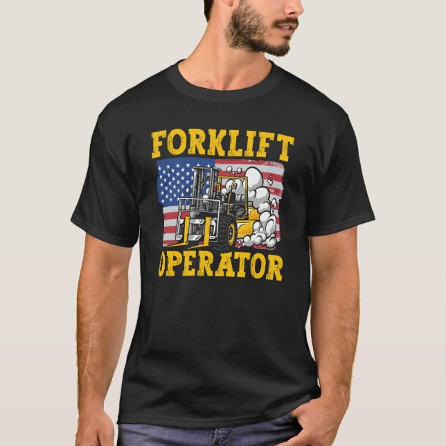 Camiseta Forklift Operator US Flag (Anverso)