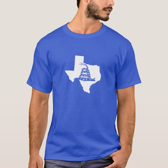 Camiseta Forma blanca de Tejas con la serpiente de Gadsden (Anverso)