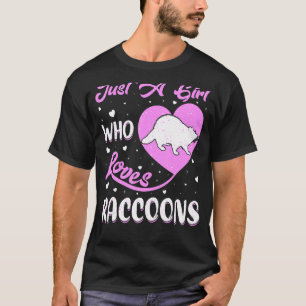 Camiseta Forma cardíaca Raccoon Un Chica que ama los mapach